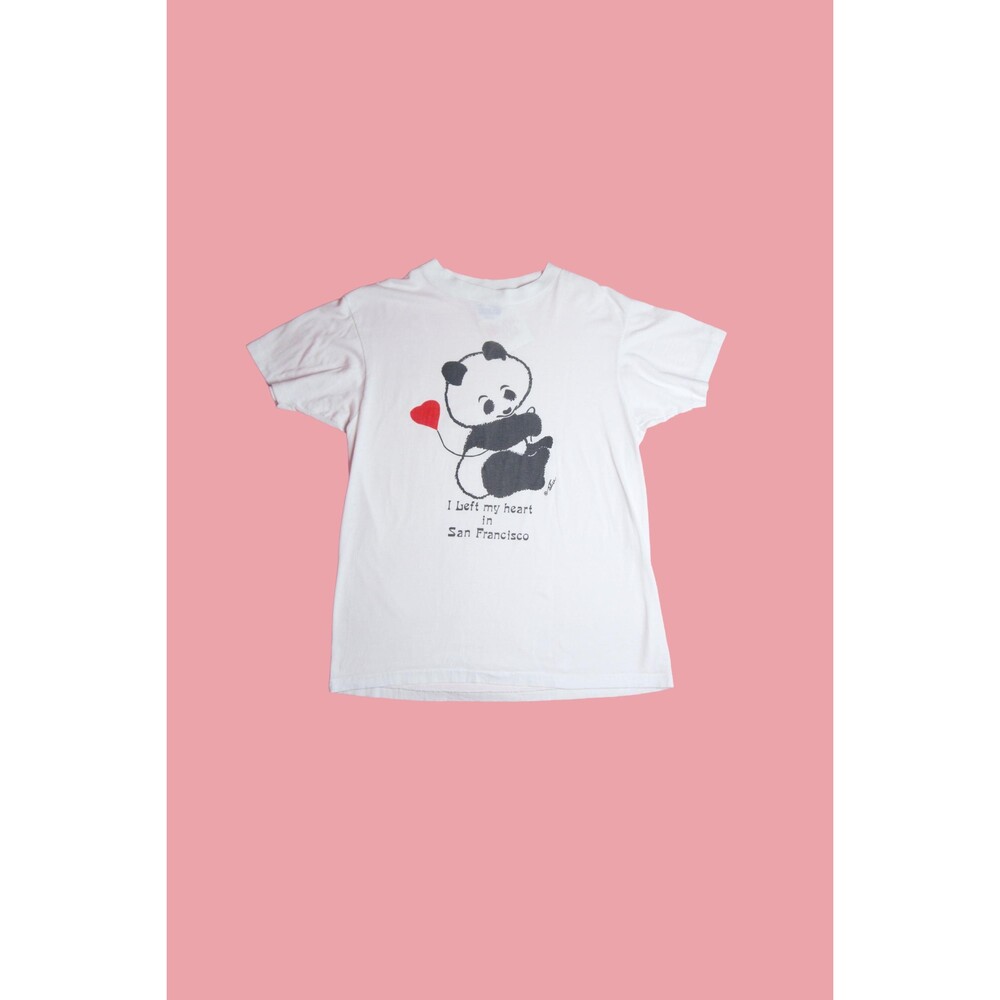1980s Single Stitch Hanes White SAN FRANCISCO PANDA Bear Graphic T Shirt. Small.